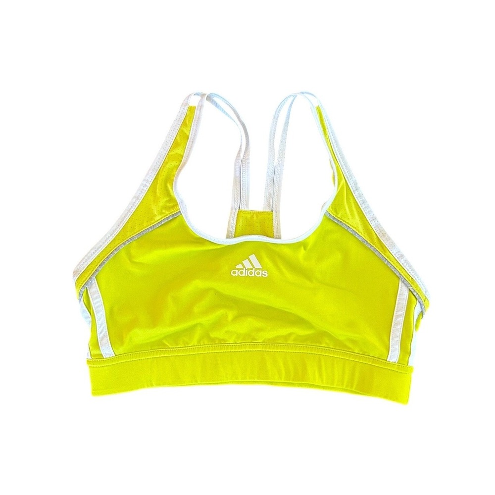 Adidas‎ Climalite Womens Sports Bra Neon Yellow Lime Green Strappy Racerback S